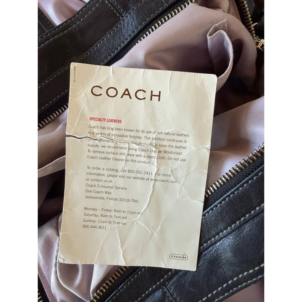 Vintage 2000s Coach XL Ergo Pleated Hobo Bag Black Leather Slouchy Charms Y2K